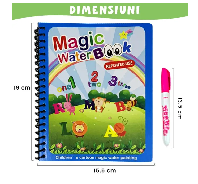 🧩 Set de 2+1 GRATUIT Cărți Magice de Colorat cu Apă – Reutilizabile