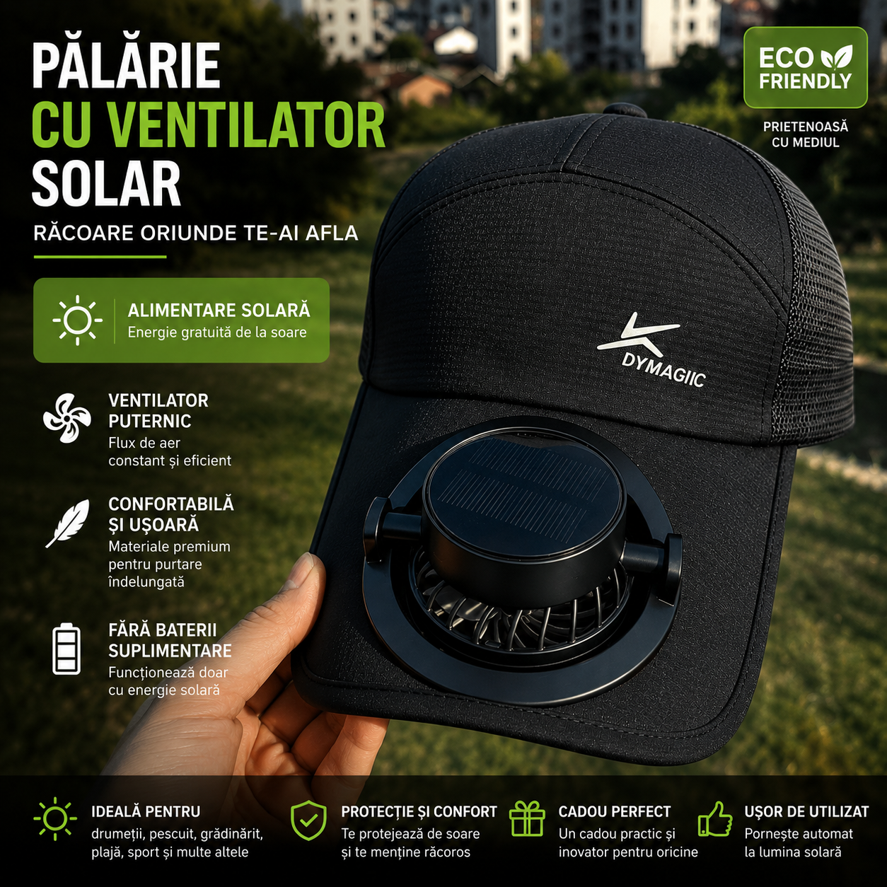 Șapcă cu ventilator alimentat solar | SOLCAP