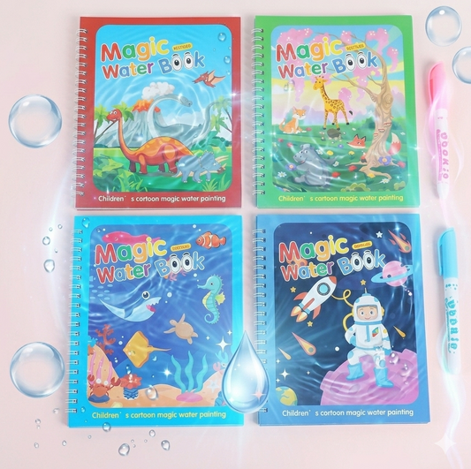 🧩 Set de 2+1 GRATUIT Cărți Magice de Colorat cu Apă – Reutilizabile